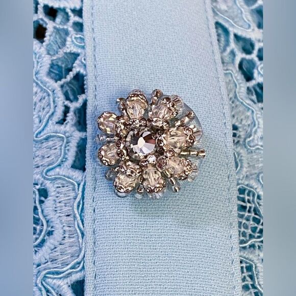 SELF-PORTRAIT Cord Belted Lace Midi Shirtdress size 0 - Picture 12 of 12